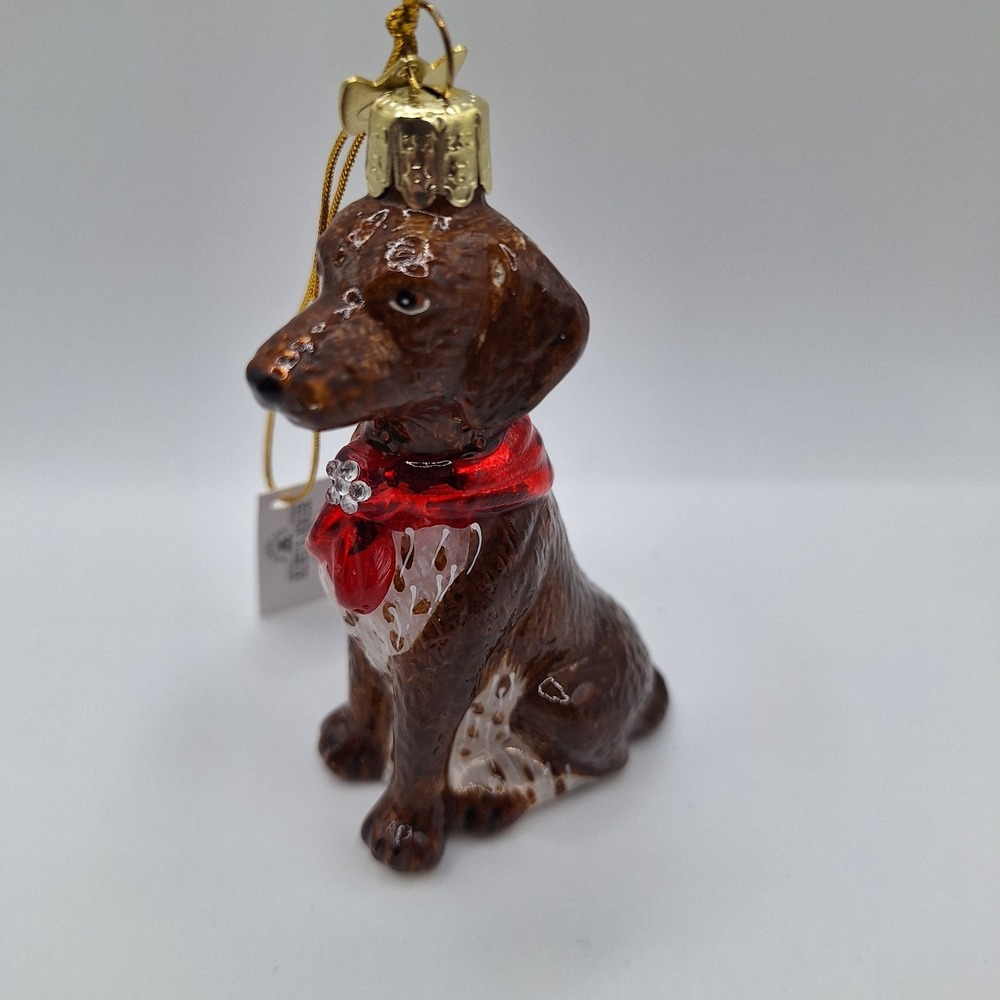 Noble Gems Kurt Adler Glass German Shorthair Pointer Dog Christmas Tree Ornament